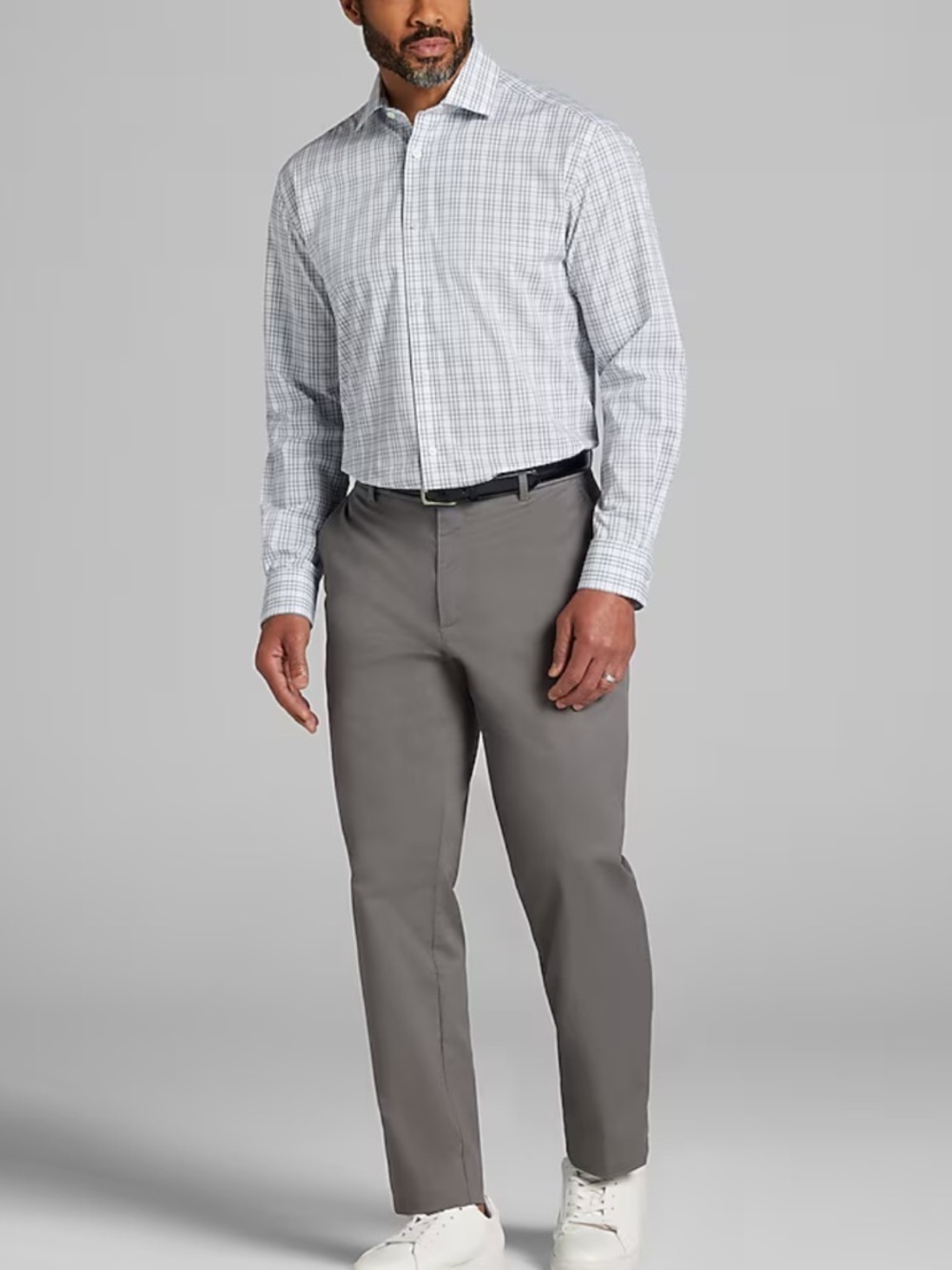 DAVID DONAHUE Blue White Brown Check Shirt 18 34/35 Cotton Like New Wedding EUC
